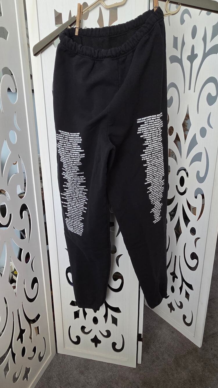 Taylor Swift Lyrics Sweatpants Women's M Black Fleece Swiftie Graphic Joggers